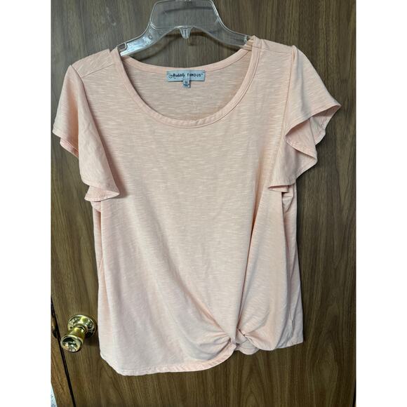 Ladies Plus Absolutely Famous Peach Front Twist Top - 1X - Picture 1 of 2